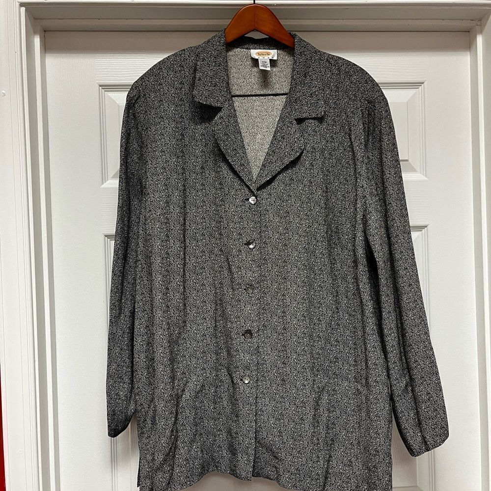 Talbots Woman. Black & Cream Button Down Shirt Jacket sz 22W